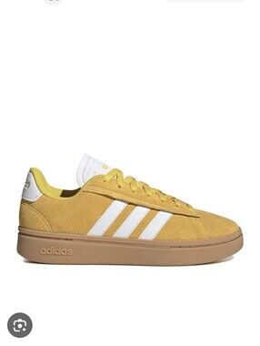 Adidas Grand Court Alpha Sneaker Women's Yellow Gold Shoes Size 6 Suede